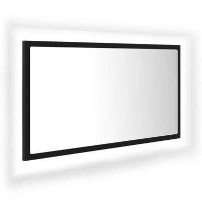 vidaXL Oglindă de baie cu LED, negru, 80x8,5x37 cm, acril