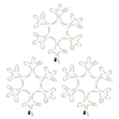vidaXL Figurină fulg de zăpadă de Crăciun LED 3 buc. alb cald 27x27 cm