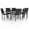 vidaXL Set mobilier de grădină, 7 piese, negru, poliratan