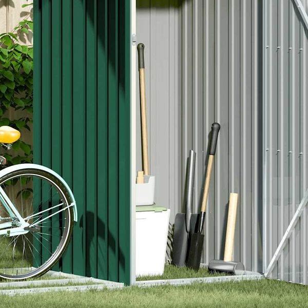 vidaXL Șopron grădină lemne de foc, verde, 245x98x159 cm oțel zincat