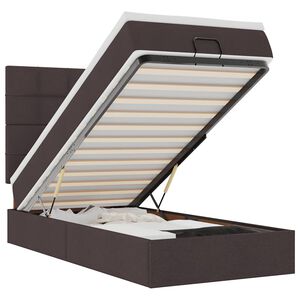 vidaXL Cadru de pat otoman cu saltea țesătură maro &icirc;nchis 100x200 cm
