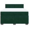 vidaXL Pat box spring cu saltea, verde &icirc;nchis, 140x190 cm, catifea