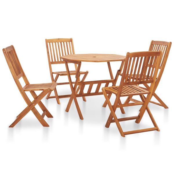 vidaXL Set mobilier de exterior pliabil, 5 piese, lemn masiv de acacia