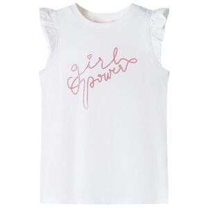 Tricou pentru copii, m&acirc;neci cu volane, ecru, 140