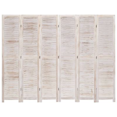 vidaXL Paravan de cameră cu 6 panouri, alb, 210 x165 cm, lemn