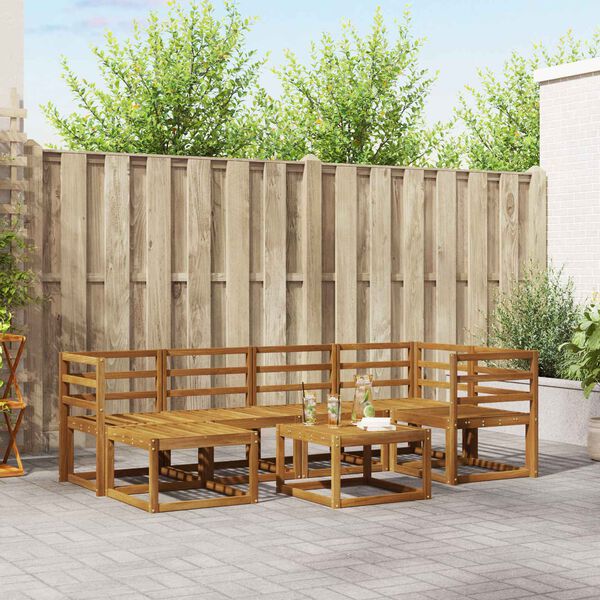 vidaXL Set de canapele de exterior cu pernă 7 pcs Natural și Antracit