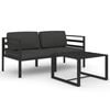 vidaXL Set mobilier de grădină cu perne, 3 piese, antracit, aluminiu