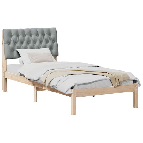 vidaXL Cadru de pat cu tăblie tapițată cu headboard Maro 90 x 190 cm