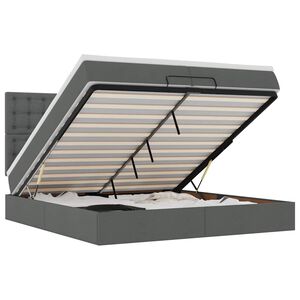 vidaXL Cadru de pat otoman cu saltele țesătură gri &icirc;nchis 200x200cm
