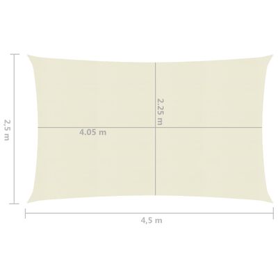 vidaXL Pânză parasolar, crem, 2,5x4,5 m, HDPE, 160 g/m²