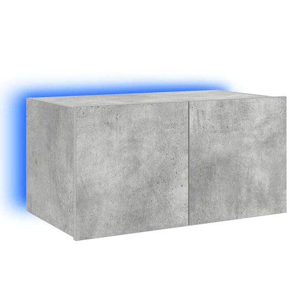 vidaXL Comodă TV de perete cu lumini LED, gri beton, 60x35x31 cm