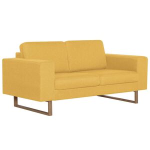 vidaXL Canapea cu 2 locuri, galben, material textil