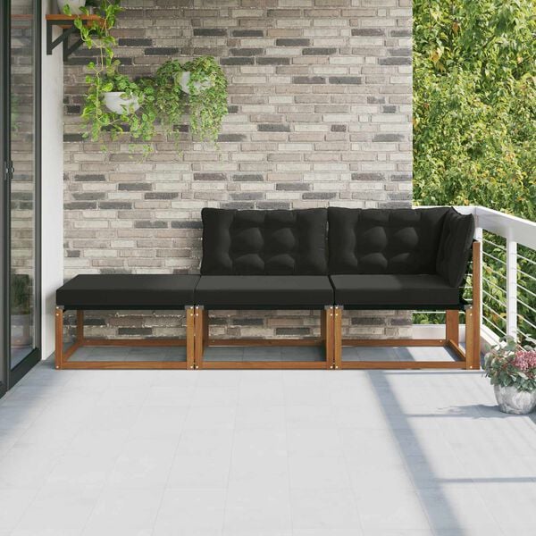 vidaXL Unități de sofa sectional de exterior cu pernă 3 Bucată natural