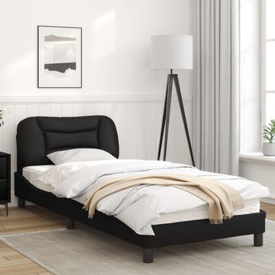 vidaXL Cadru de pat cu tăblie, negru, 90x190 cm, piele ecologică