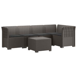 vidaXL Sofa de grădină cu 5 locuri cu perne aspect rattan PP