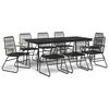 vidaXL Set masă pentru grădină, 9 piese, negru, ratan PVC