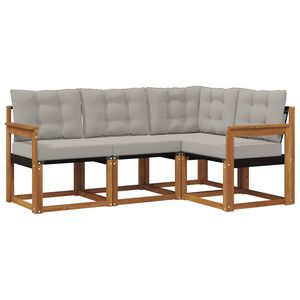 vidaXL Set de canapele de exterior 4 pcs Gri natural și deschis