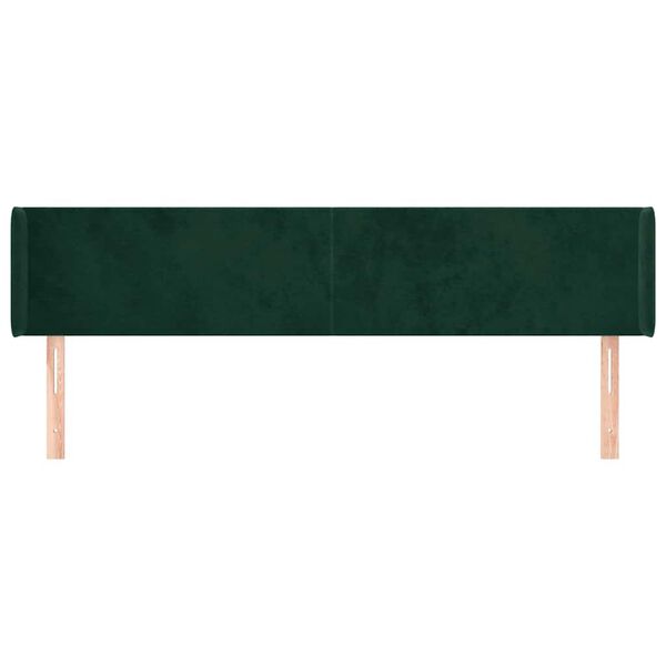 vidaXL Tăblie de pat cu aripioare verde &icirc;nchis 203x16x78/88 cm catifea