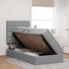 vidaXL Pat cu saltea și spațiu de depozitare Gri deschis 90 x 200 cm