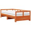 vidaXL Pat zi cu extensie și saltele, maro, 80x200 cm, lemn masiv pin