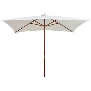 vidaXL Umbrelă de soare cu st&acirc;lp de lemn, 200 x 300 cm, alb crem