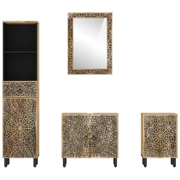 vidaXL Set mobilier de baie, 4 piese, lemn masiv de mango