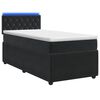 vidaXL Pat boxspring cu saltea cu benzi LED Negru 100 x 200 cm Catifea