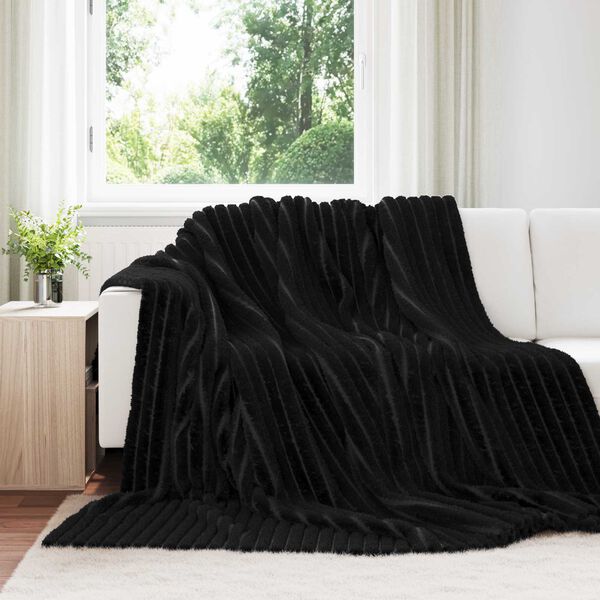 vidaXL Pătura de aruncat Negru 240 x 220 cm Molton