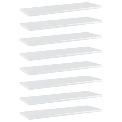 vidaXL Plăci bibliotecă, alb extralucios, 8 buc., 60x20x1,5 cm, PAL