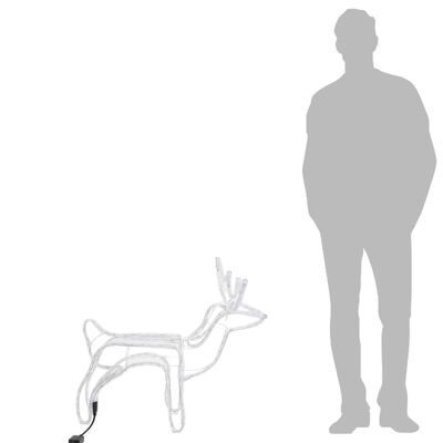 vidaXL Figurină ren de Crăciun, 3 buc., alb cald, 60x30x60 cm