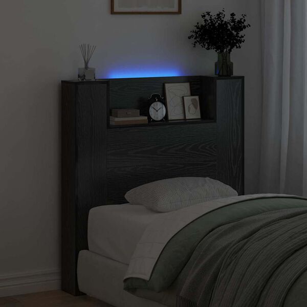 vidaXL Tăblie cap Stejar Negru 100 x 15 x 103,5 cm Lemn compozit