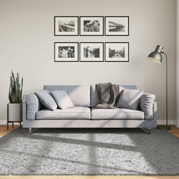 vidaXL Covor pufos "PAMPLONA" cu fire &icirc;nalte, gri modern, 200x200 cm