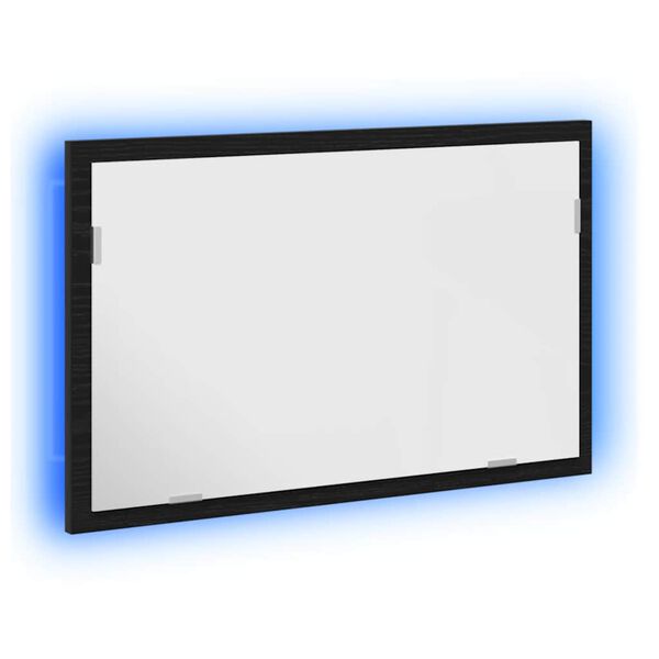 vidaXL Oglindă de baie cu lumini LED, stejar negru, 60x8,5x37 cm