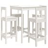 vidaXL Set mobilier de bar pentru grădină, 5 piese,alb, lemn masiv pin