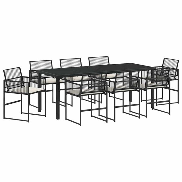 vidaXL Set de masă pentru grădină 9 pcs Negru