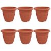 vidaXL Ghiveci rotund pentru flori 6 pcs Roșu cărămidă &Oslash; 26 x 21.5 cm