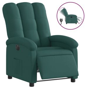 vidaXL Fotoliu rabatabil electric, verde &icirc;nchis, material textil