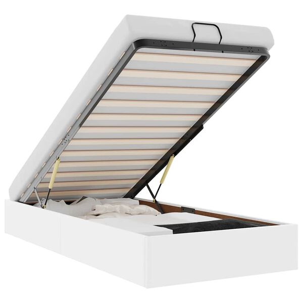 vidaXL Cadru de pat otoman fără saltea Alb 90x200 cm piele artificială