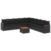 vidaXL Set canapele de grădină cu perne, 10 piese, negru, poliratan