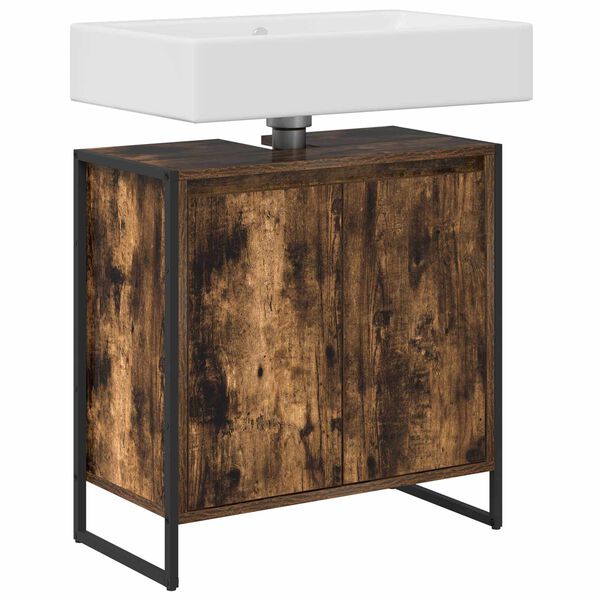 vidaXL Dulap de Baie Stejar fumuriu 60 x 30 x 60 cm Lemn compozit