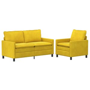 vidaXL Set de canapea 2 buc. Galben Catifea