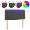 vidaXL Tăblie de pat cu LED, gri &icirc;nchis, 80x5x78/88 cm, catifea