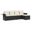 vidaXL Set mobilier de grădină cu perne, 5 piese, negru, poliratan