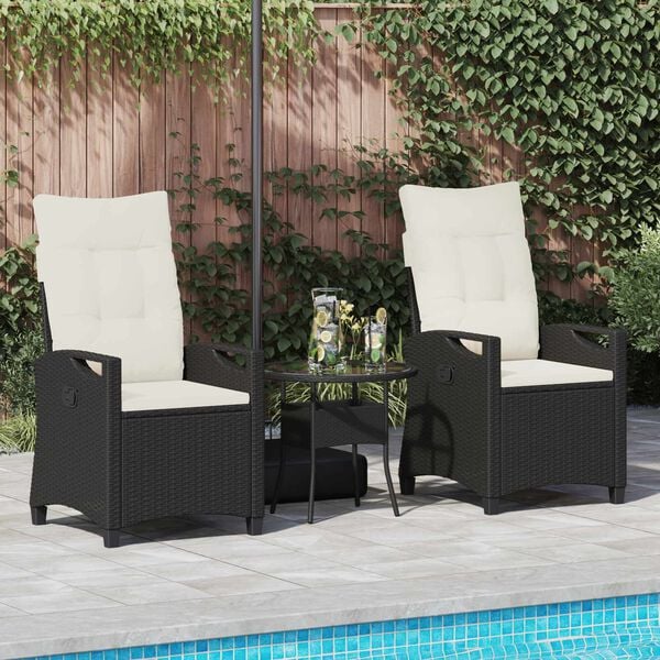 vidaXL Scaun pentru Grădină 2 pcs Negru și Crem 56 x 60 x 112 cm