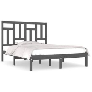 vidaXL Cadru de pat, gri, 200x200 cm, lemn masiv de pin