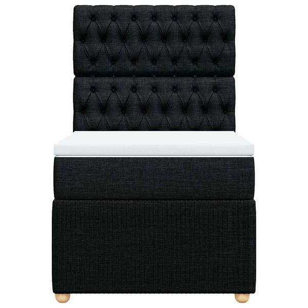 vidaXL Pat box spring cu saltea, negru, 90x190 cm, textil