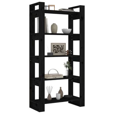 vidaXL Bibliotecă/Separator cameră, negru, 80x35x160 cm, lemn masiv