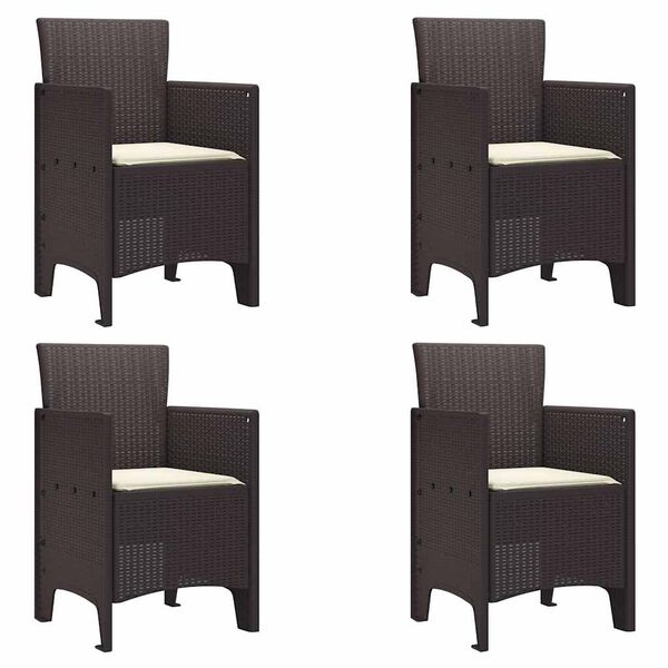 vidaXL Scaun pentru Grădină 4 pcs Maro Dimensiune: 53 x 49 x 85 cm