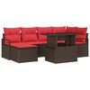 vidaXL Set de canapele pentru grădină cu pernă 7 pcs Maro Rattan poli