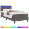 vidaXL Pat cu arcuri cu benzi LED Gri 90 x 200 cm Piele artificială